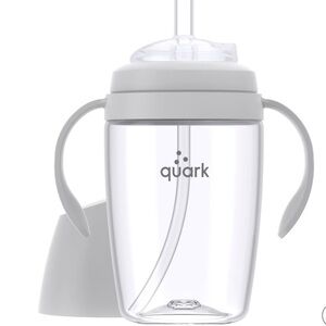 Quark BuubiBottle Sip Toddler Clear & Gray Straw Cup 6 months+ Set of 2
